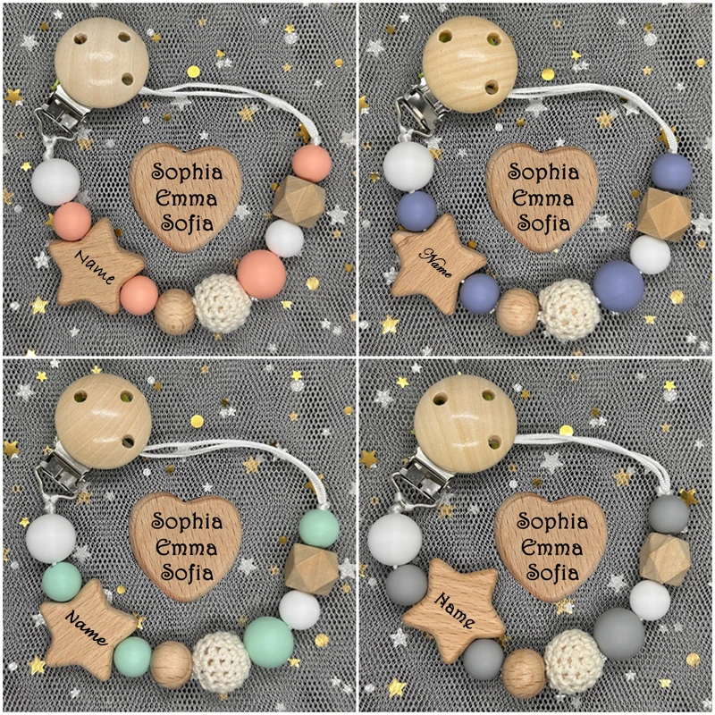NEW Custom Name Handmade Perso - Baby Pacifier Clip avaliação e preço