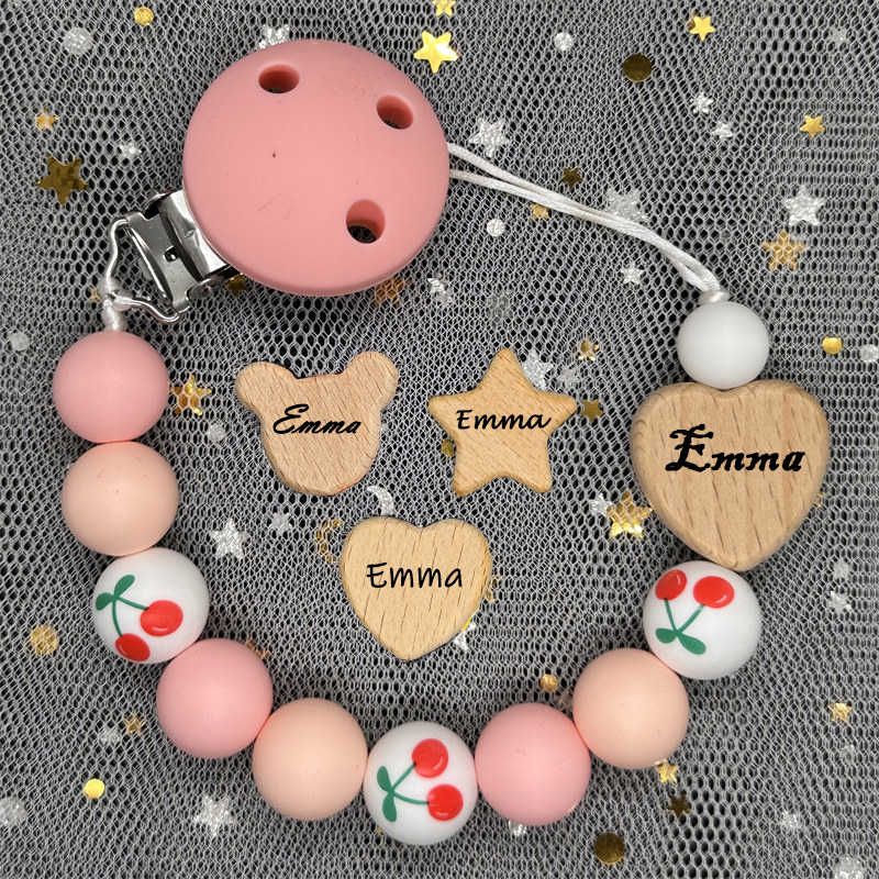 Custom Name Wood Personalized  - Baby Pacifier Clip avaliação e preço
