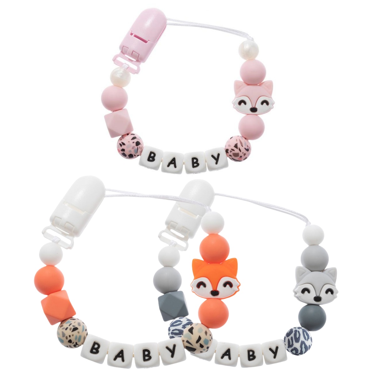 Cartoon Personalized Name Hand - Baby Pacifier Clip avaliação e preço